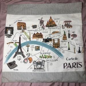Paris Map Embroidered Pillow 17.5 x 17.5